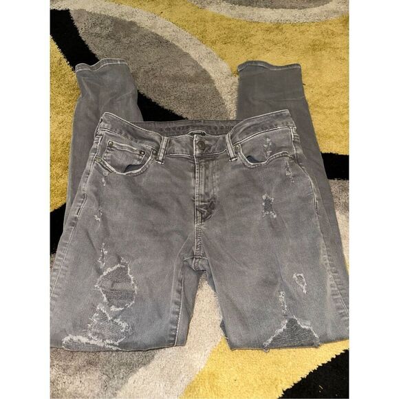 American Eagle Gray Distressed Skinny Airflex Jeans 30 x 32 - Picture 5 of 8